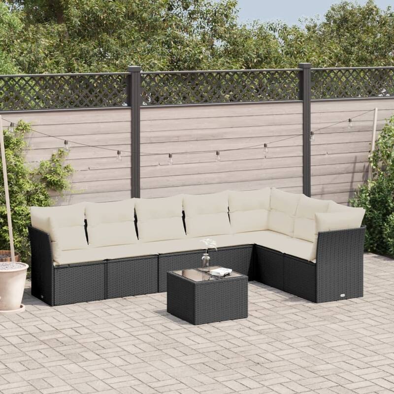 vidaXL Garden Sofa Set Black PE Rattan Large Modular Garden Sofa Set - 24.4 x 24.4 x 27.2