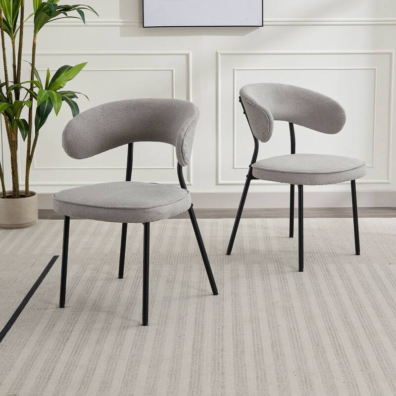 XINMICS Dining Chairs with Curved Backrest, Modern Fabric Upholstered Boucle Kitchen Dining Room Chairs Set of 2/4/6