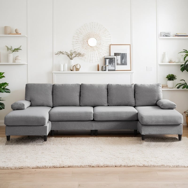 Mixoy 114inch U-Shaped Sectional Sofa,Living Room Modern Couch with Chaise,5-Seat Modular Sofa