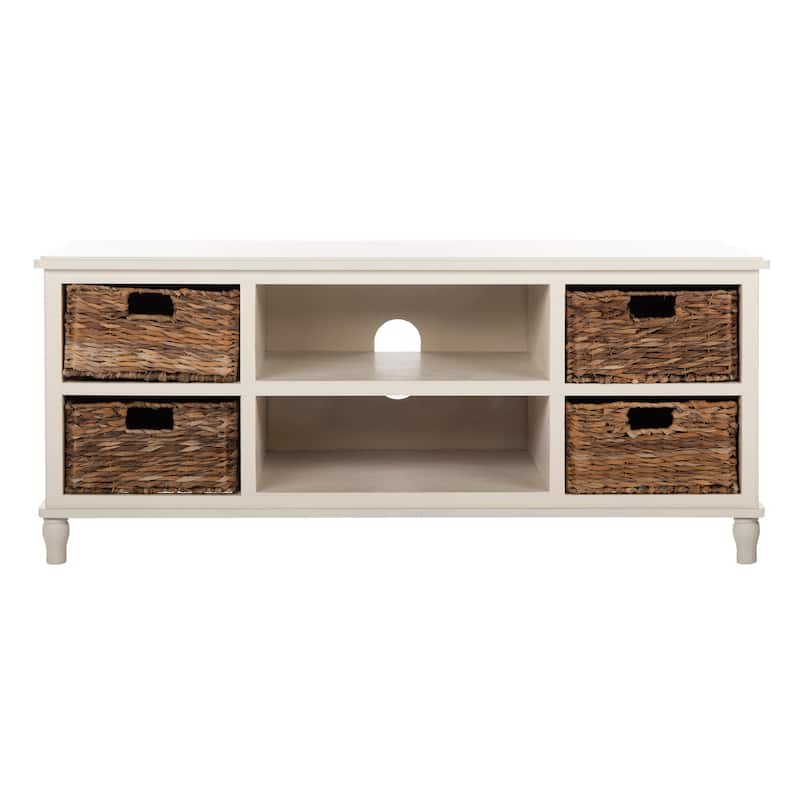 SAFAVIEH Hessie Entertainment Media Unit (Fits Up To 55" Flatscreen TV) - 47Wx16Dx20H - Vintage White