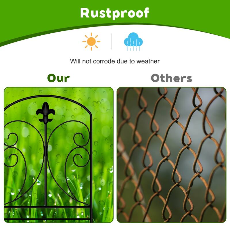 Decorative Garden Fences, Rustproof Metal Fencing for Yard, Dog Rabbits Wire Section