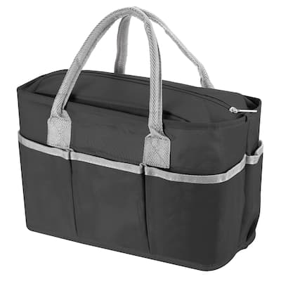 Lunch Bag Tote Bag with Pocket for Work Picnic 11.8"x5.1"x7.9", Black