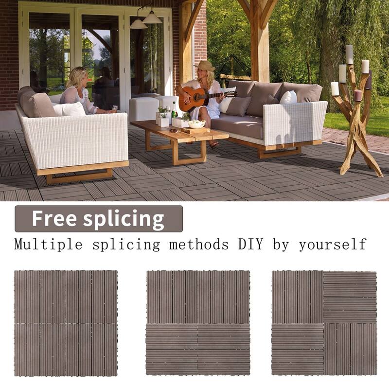 11.8" x 11.8" square wood-plastic composite deck tiles