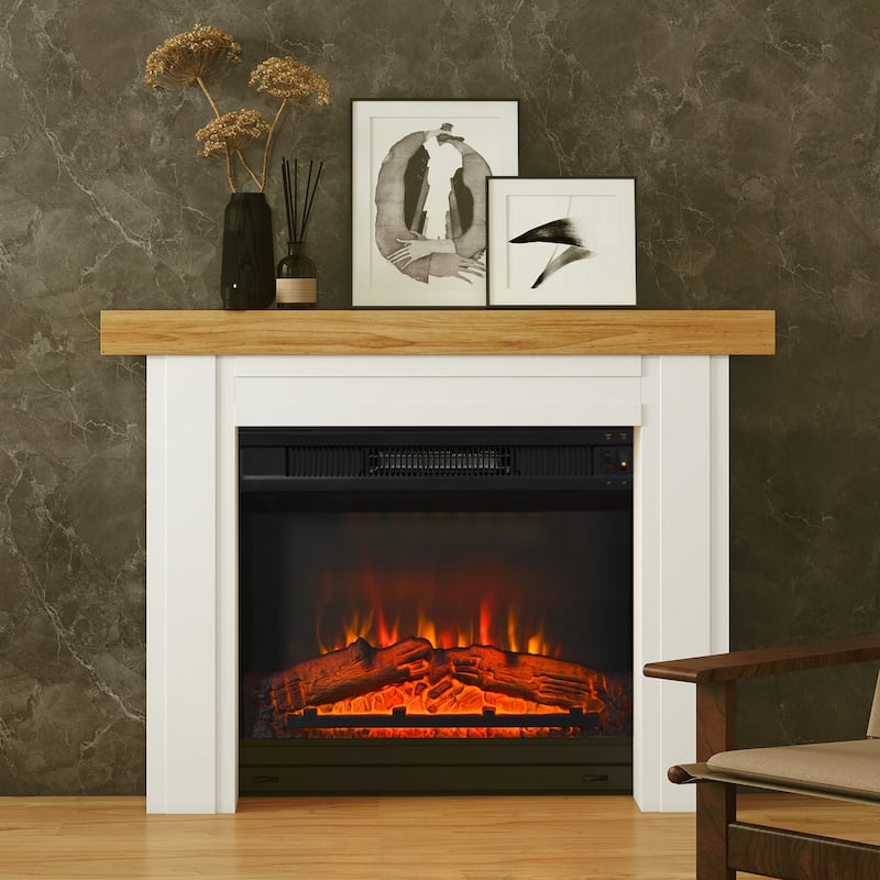 HOMCOM Modern Fireplace Mantel, Freestanding Fireplace Surround with Leg for Electric Fireplaces, 51.2" W x 40.6" H