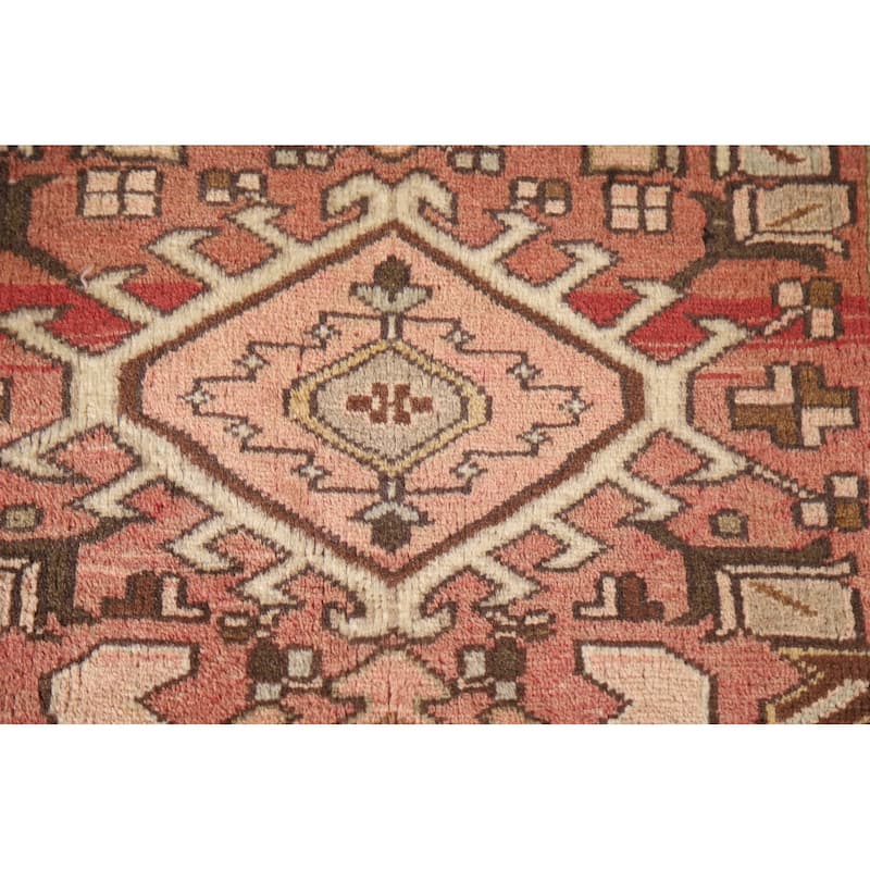Vegetable Dye Orange Gharajeh Persian Vintage Runner Rug Wool Carpet - 2'4"x 9'7"