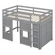 preview thumbnail 17 of 18, Wood Twin Size Loft Bed with Built-in Storage Wardrobe and 2 Windows