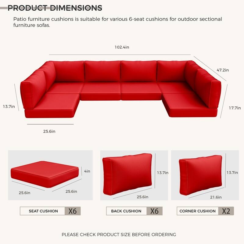 14 Piece Outdoor Furniture Replacement Cushions,Patio Seat Cushions