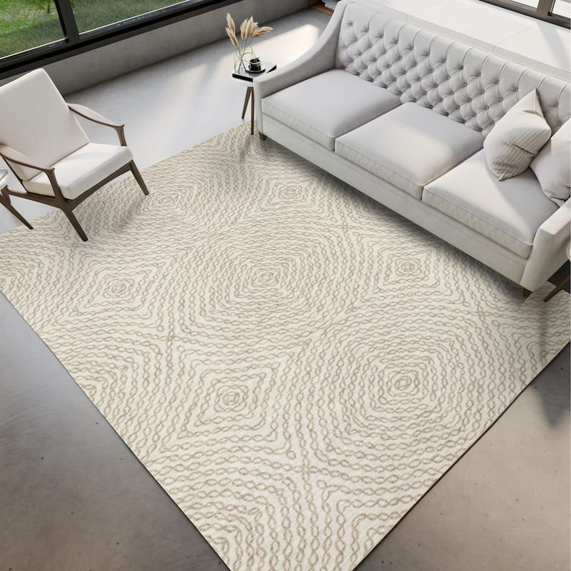 Indoor/ Outdoor Addison Bravado Link Washable Area Rug - 5' x 7'6" - Linen