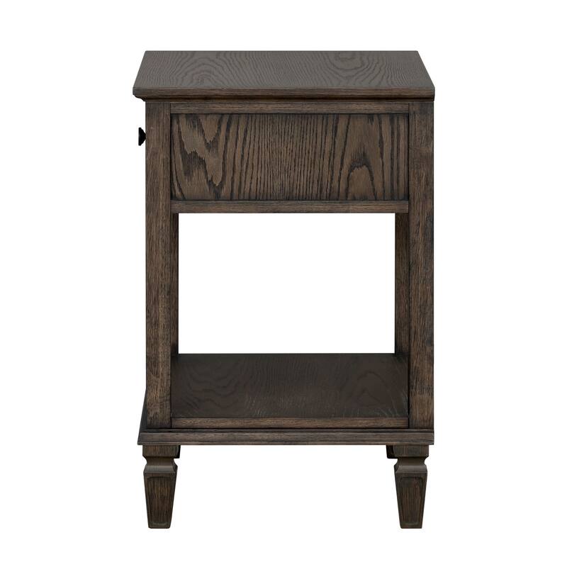 Victoria Bedside Table with Drawer and Open Shelf Antique Finish