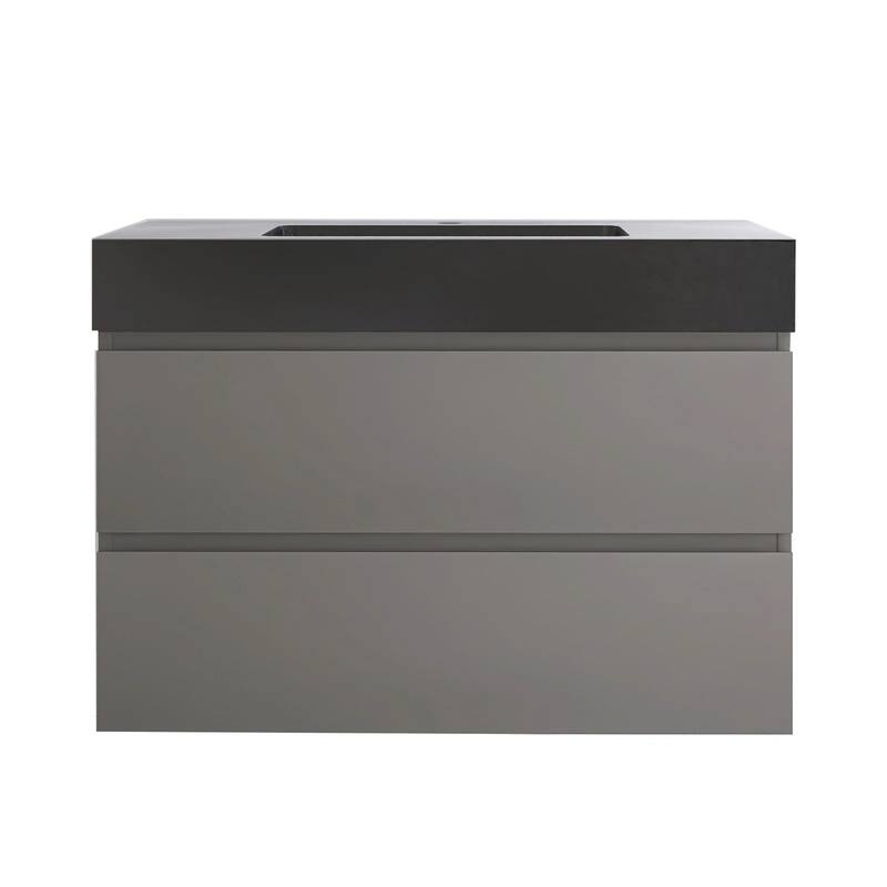 Single Sink Floating Bath Vanity in with Solid Surface Top