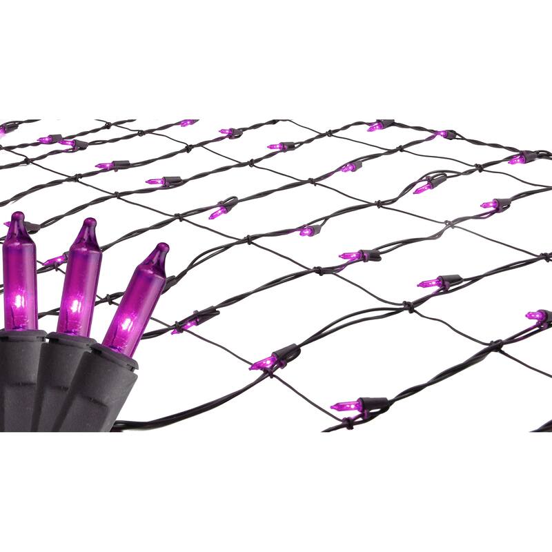 2' x 8' Mini Tree Trunk Wrap Christmas Net Lights - Brown Wire - Purple