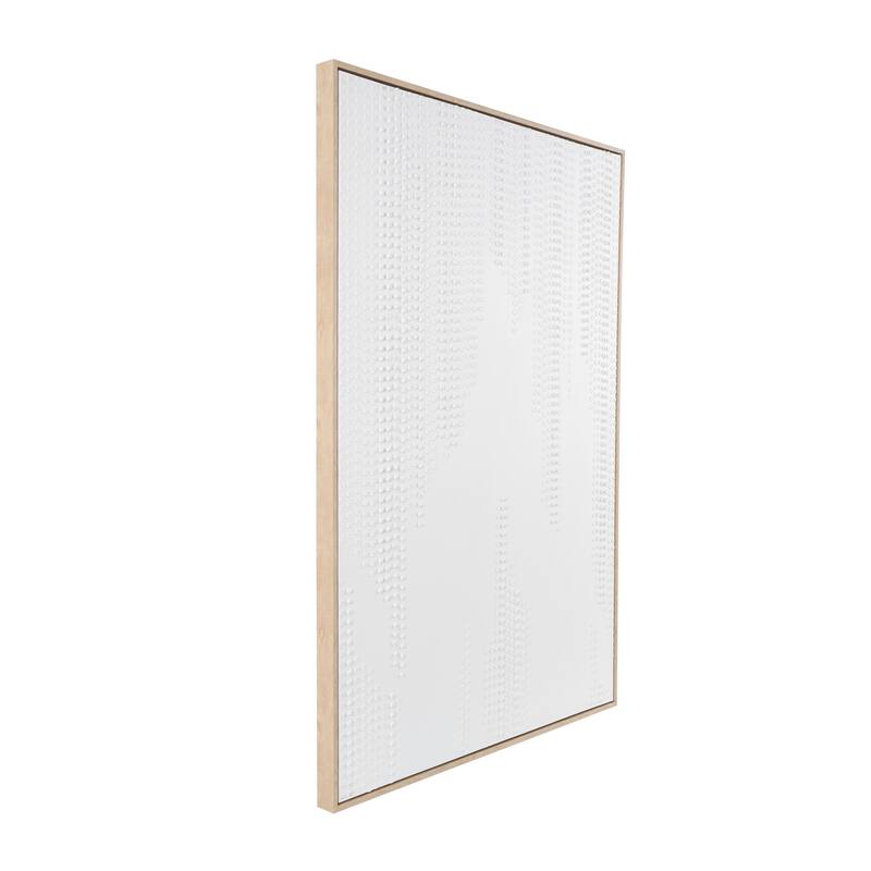 White Wooden Dimensional Dot Abstract Framed Wall Art with Brown Wooden Frame