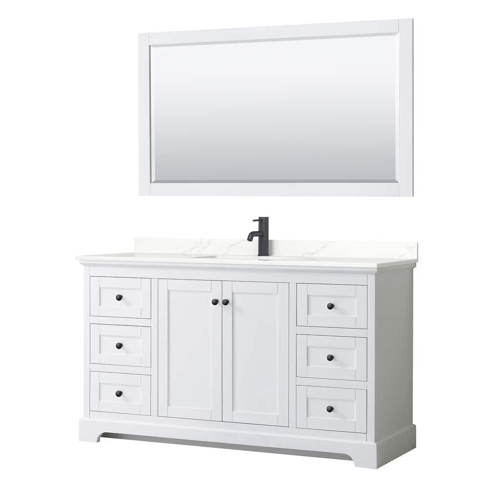 Avery 60-inch Single Vanity, Quartz Top, 58-inch Mirror