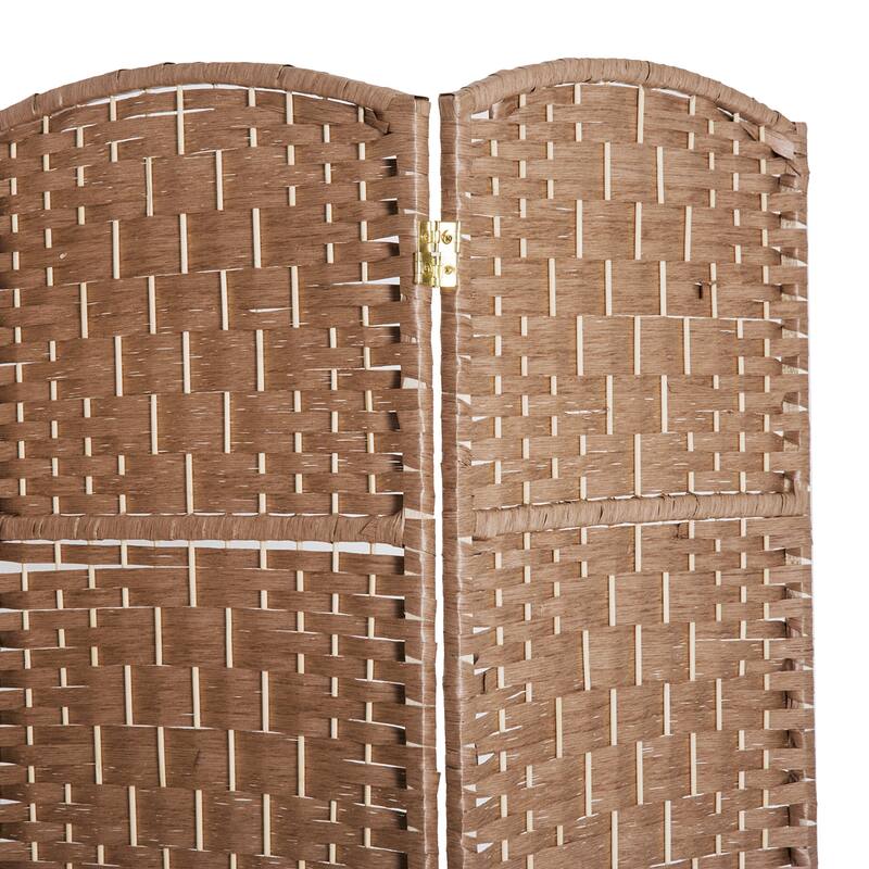 HomCom 6' Tall Wicker Weave Six Panel Room Divider Privacy Screen - Natural Blonde Wood