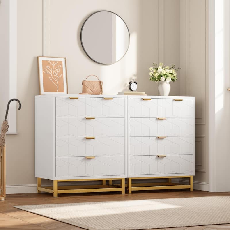 5 Drawer Dresser, Chest with Metal Base, Modern Organizer Cabinet for Bedroom, Living Room, Hallway