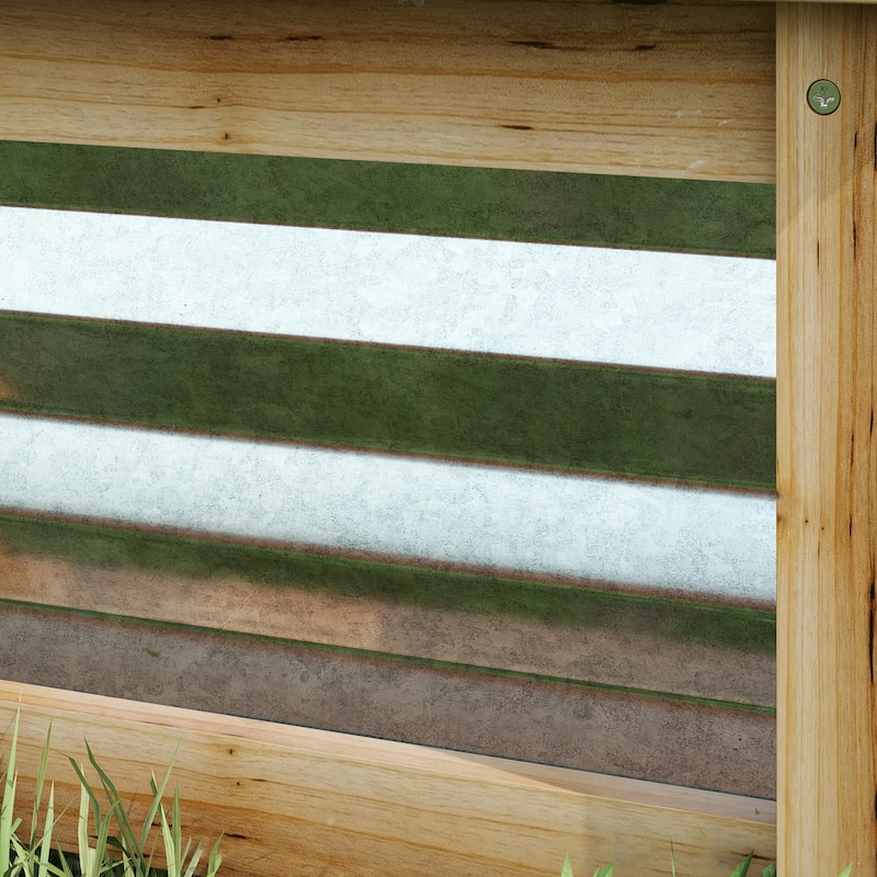 Outsunny Raised Garden Bed Kit, Outdoor Planter Box, Galvanized Metal Reinforced with Wood, Stock Tank for Growing Flowers