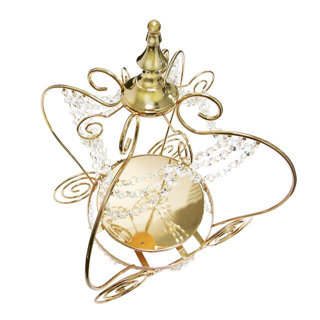 Luxury Crystal Princess Pumpkin Carriage Decor Centerpiece with Crystal Drapes 21.5in - 21.5" H x 16.25" W x 14" DP