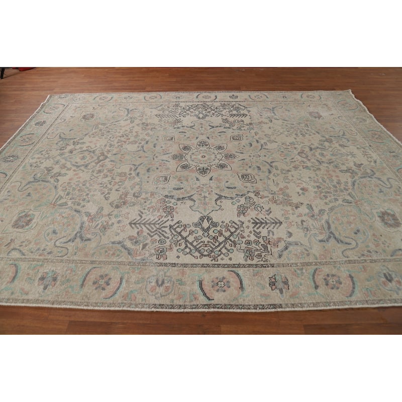 Earth Tone Tabriz Persian Area Rug Hand-Knotted Wool Carpet - 7'7"x 10'4"
