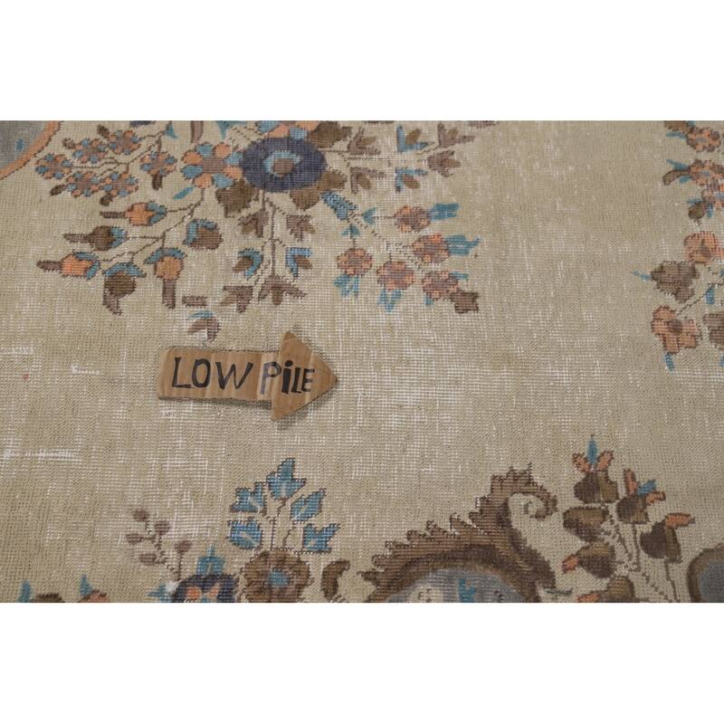 Distressed Tabriz Vintage Persian Area Rug Handmade Wool Carpet - 9'9" x 12'6"