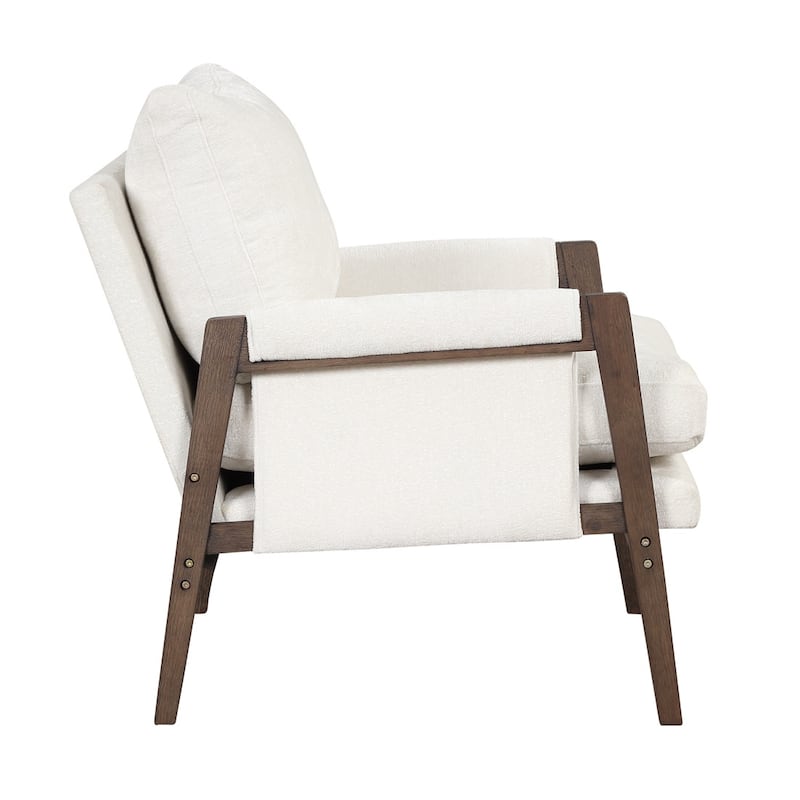 Mid-Century Velvet Living Room Accent Leisure Armchair with Solid Wood