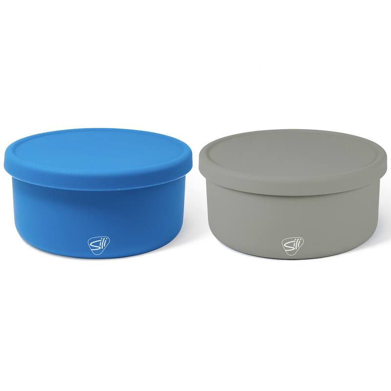 Silipint Silicone 30oz Lidded Bowls 2 Pack Deep Pool & Moonstone