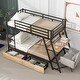 preview thumbnail 9 of 14, Metal Bunk Bed with Built-in Desk, Light and 2 Drawers, Black Twin