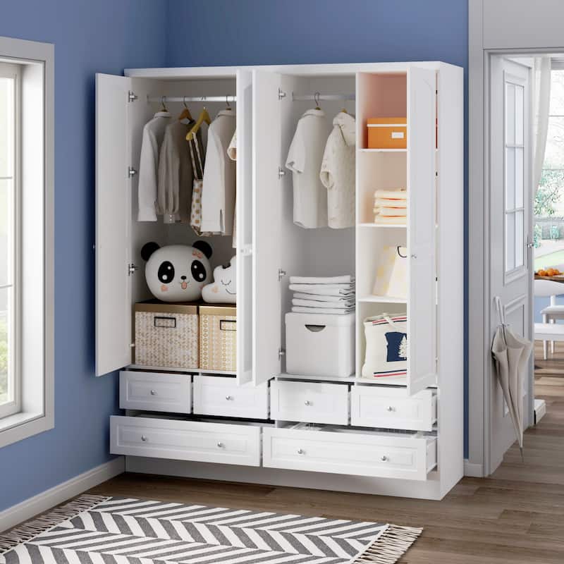 78.7"H Combo Twin Wardrobe Set Elegance Meets Utility Armoires Closet