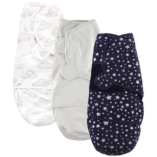 Hudson Baby Infant Cotton Swaddle Wrap, Silver Star, 0-3 Months - Silver Star - 0-3 Months
