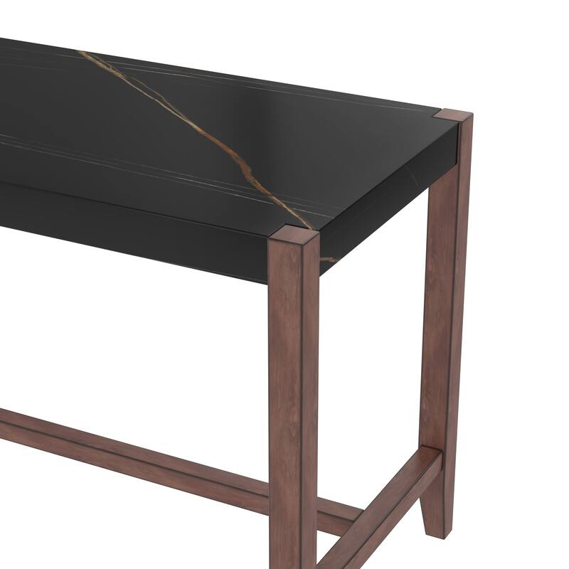 Counter Height Table, 47.5 Inch Faux Marble Finish Bar Dining Table, Modern Bar Tall Dining Table for Home Kitchen, Living Room