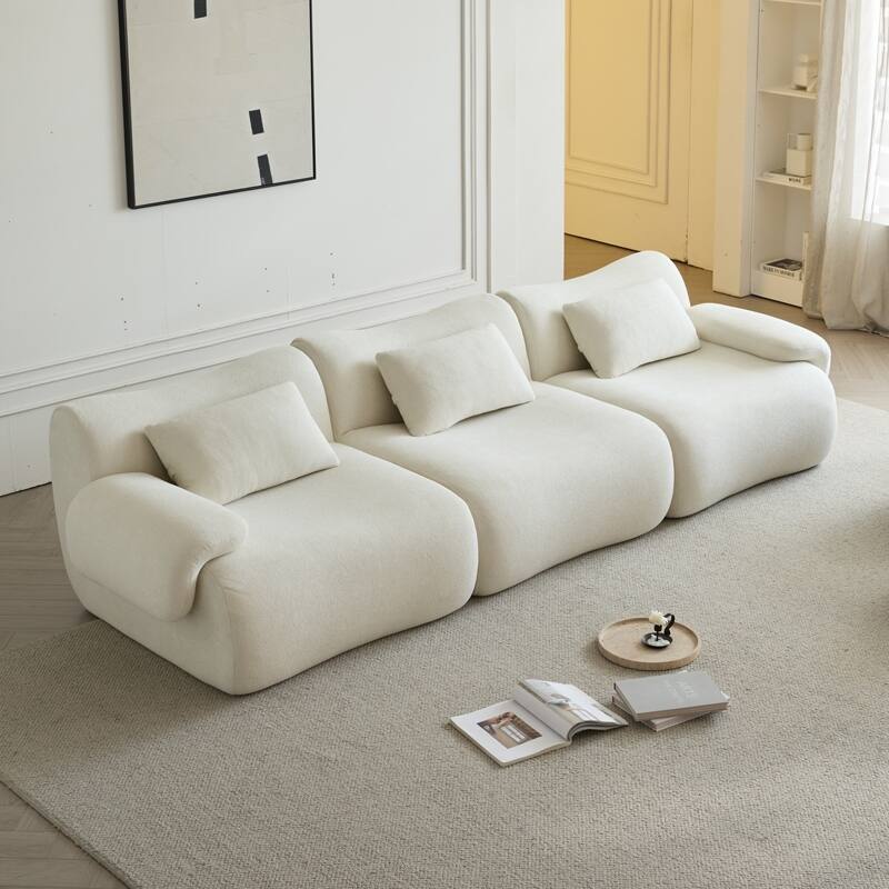 Modular Sectional Sofa, Compressed Sectional Sofa Modern Minimalist Style Couch, Bedroom, Comfy Compressed Sofa Couch - Beige+White