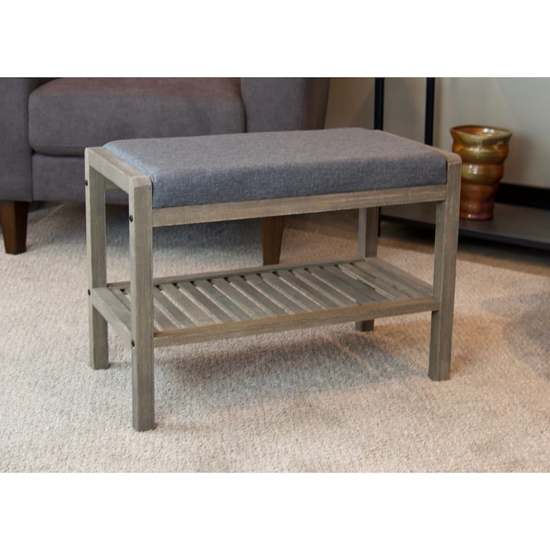 Ecostyle Solid Bamboo Padded Bench with Slatted Shelf