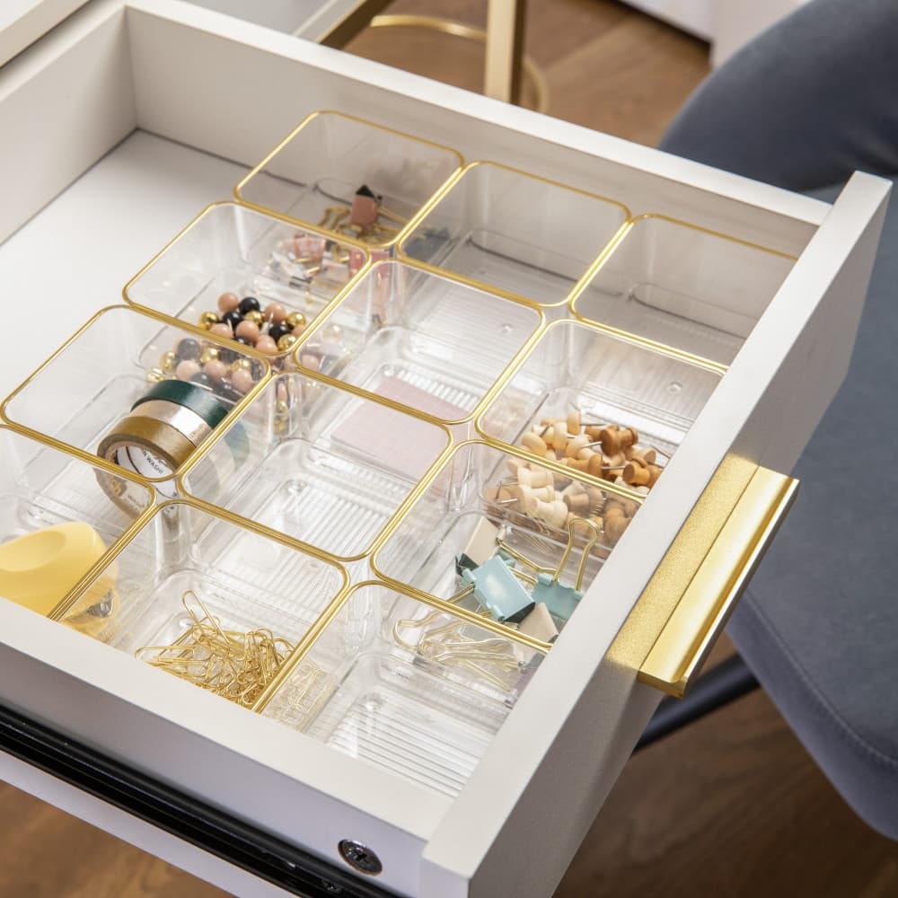 Martha Stewart Set of 12 Plastic Stacking Desk Drawer Organizers - 3 x 3