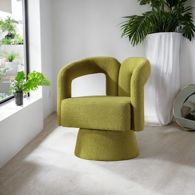 Swivel Barrel Chair, Comfy Round Accent Chair for Living Room, Olive Green