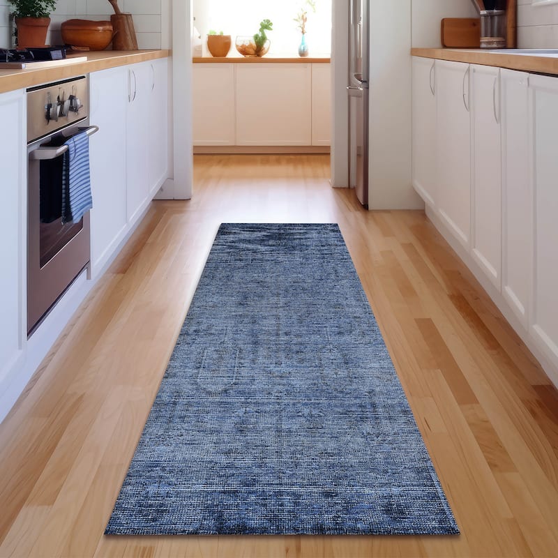 Premium Washable Super Soft Vintage Global Mayfield Rug - Navy - 2' 3" x 7' 6" - Runner