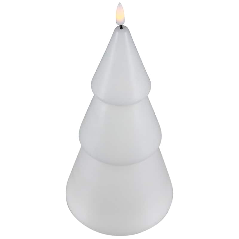 LED Flameless Flickering Christmas Tree Wax Candles - 10.5" - White - Set of 2