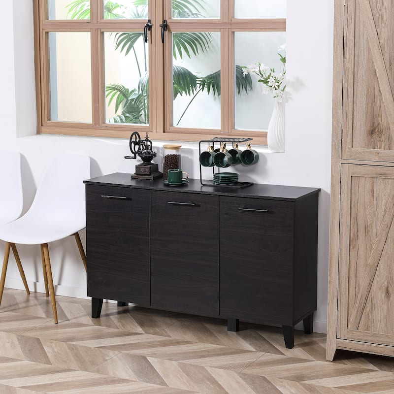 Dark Walnut Side Cabinet with Adjustable Shelf and Steel Frame for Living Room or Office Storage