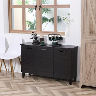 Dark Walnut Side Cabinet with Adjustable Shelf and Steel Frame for Living Room or Office Storage