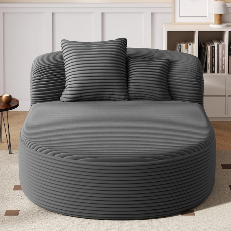 51.6" Chaise Lounge Sofa Bed - Boneless Couch with 2 Pillows - Compression Design for Living Room