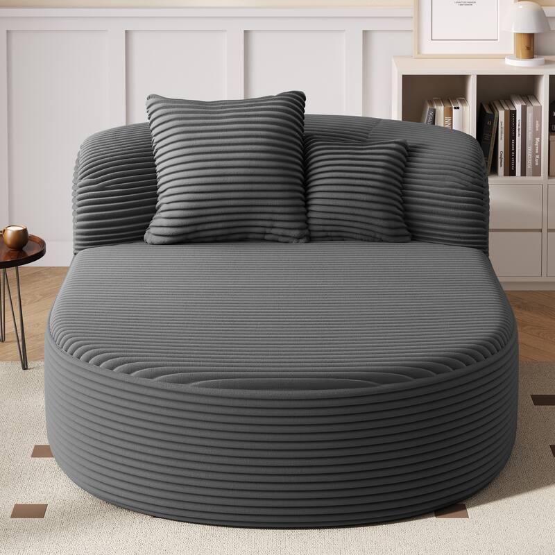 Roomfitters Modern Chaise Lounge Sofa Bed, 51.6-Inch Compression Couch with 2 Supportive Pillows for Living Room - Gray