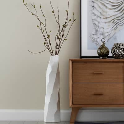 47" White Faceted Geometric Tapered Ceramic Floor Vase - 12.00