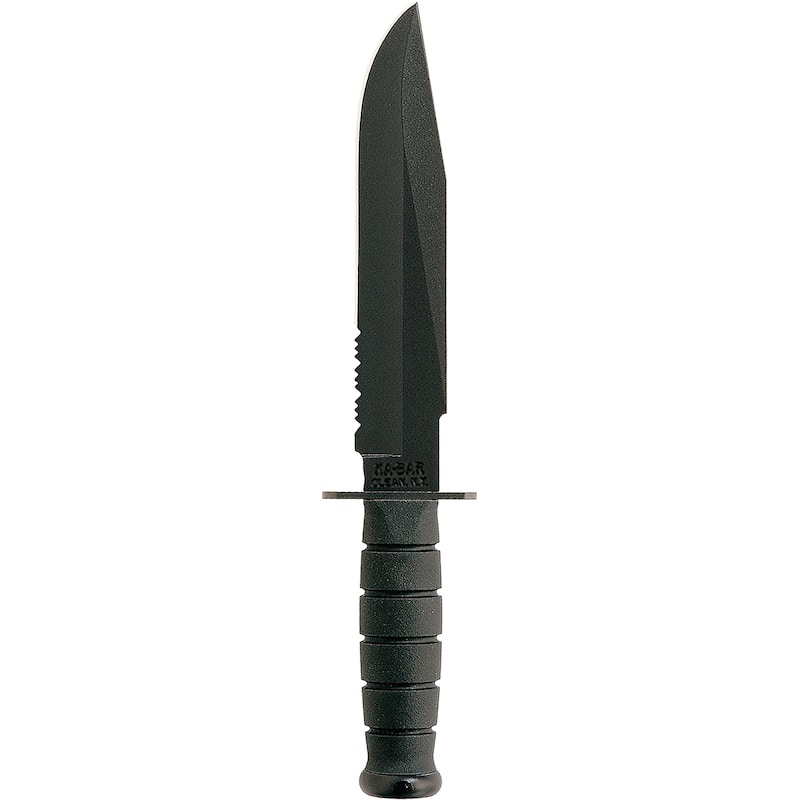 KA-BAR Fighter Partially Serrated Edge Knife w/ Sheath - Black