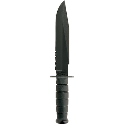 KA-BAR Fighter Partially Serrated Edge Knife w/ Sheath - Black
