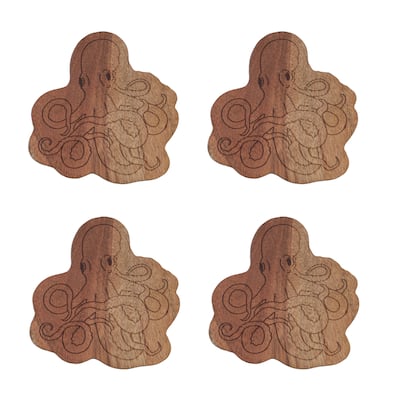 Octopus Wood Coasters S/4