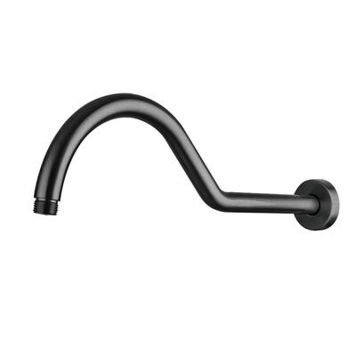 17 Inch Shower Arm Solid Brass Black S Shape Shower Extender Reach Gooseneck with Flange