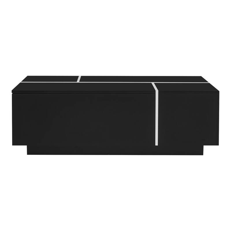 HomeRoots 47" Black Wood Extendable Coffee Table With Storage - 47.20 in. x 15.60 in. x 23.60 in.
