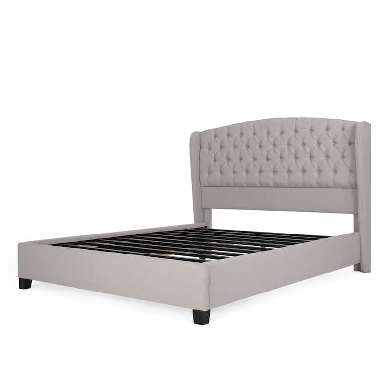Queen Size Modern Upholstered Platform Bed with Button-tufted Headboard for Bedroom