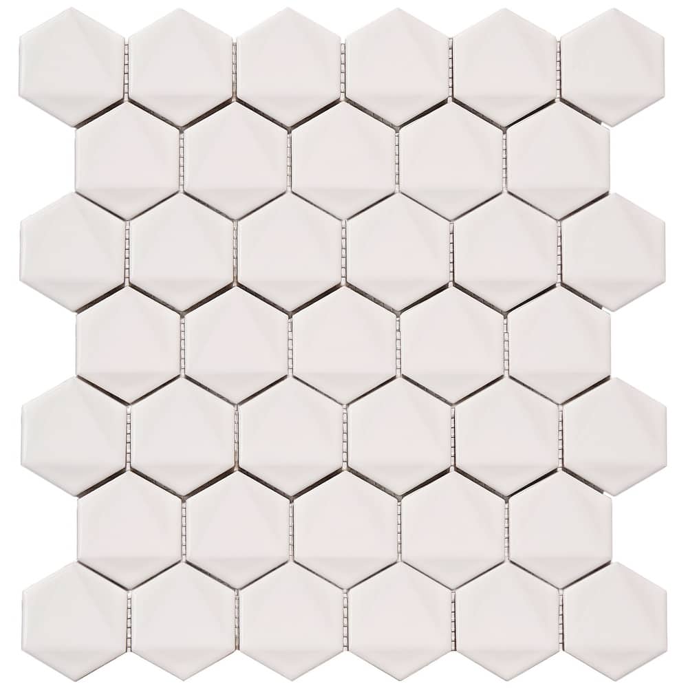3D Hexagon 2" x 2" Glossy Porcelain Mosaic Tile