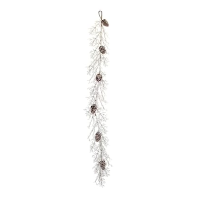 Iced Pinecone Artificial Christmas Garlands 5' x 8" Unlit Set of 2