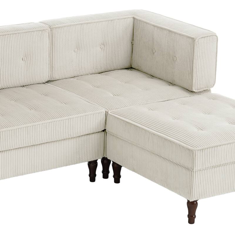 4-Piece 98" W Upholstered Modular Corduroy Sectional Sofa