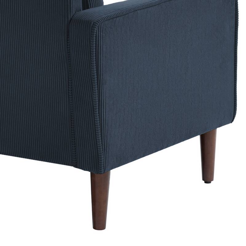 Corduroy Upholstered Armchair with Bolster Pillows Set of 2